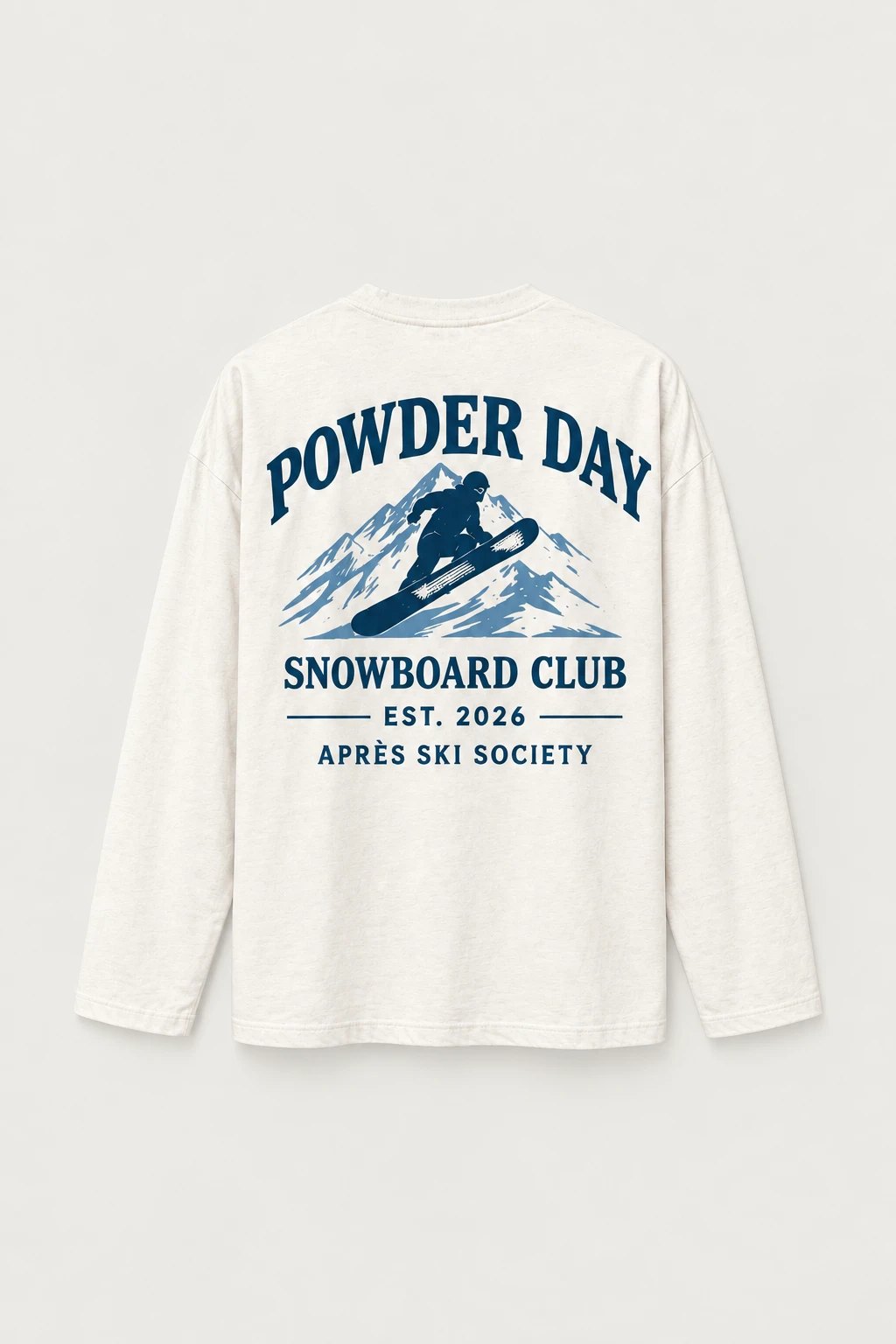 Snowboard Club — achterkant met snowboarder